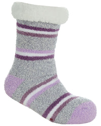 Forever Dreaming Womens Sherpa Lined Striped Fleece Lounge Socks