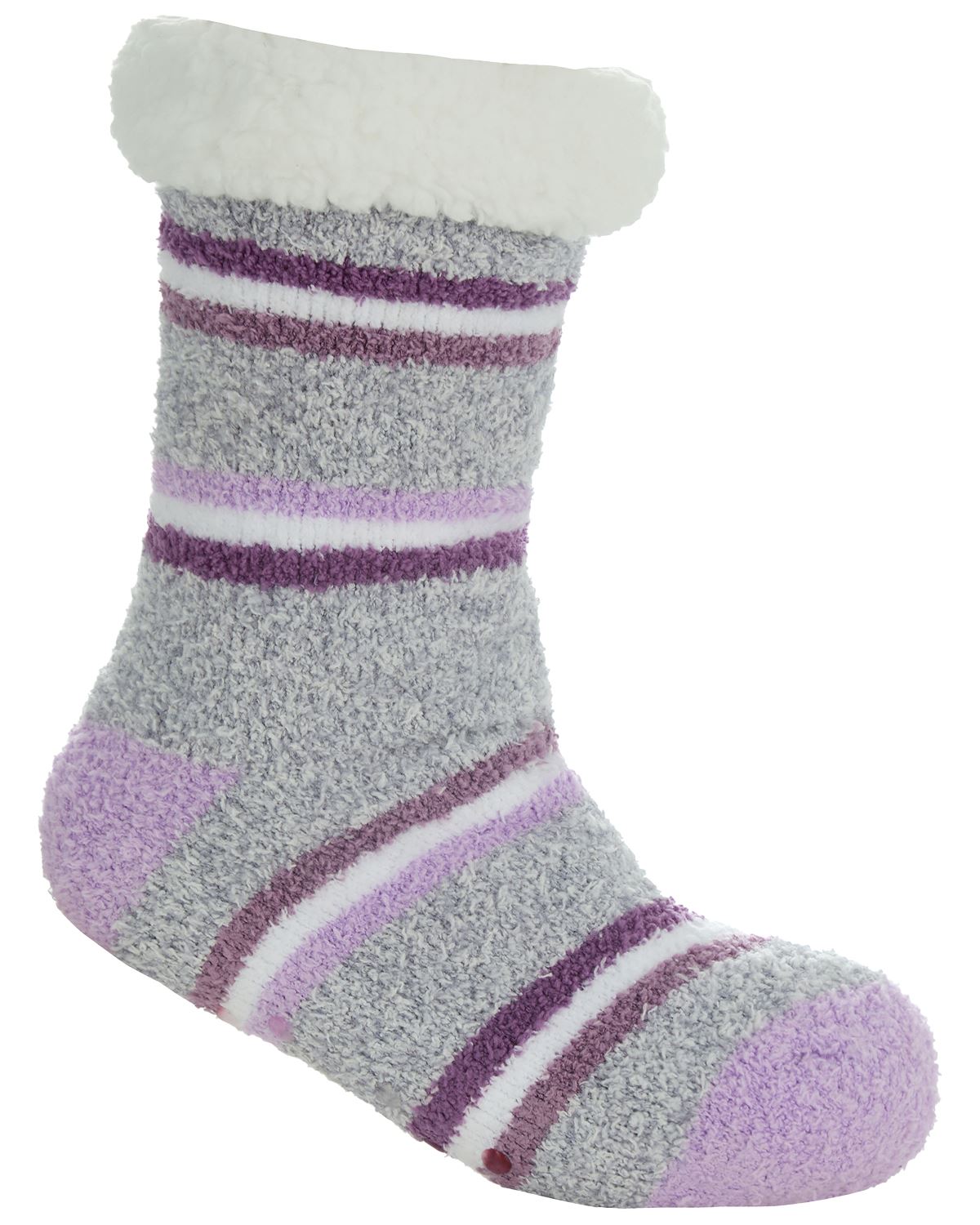 Forever Dreaming Womens Sherpa Lined Striped Fleece Lounge Socks