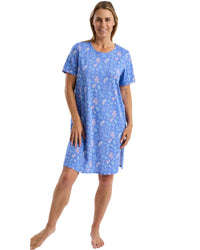 Marlon Womens Autumn Leaf Jersey Knee Length Nightdress