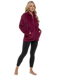 Slumber Hut Womens Waffle Fleece Zip Bed Jacket