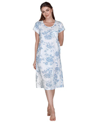 La Marquise Womens Vintage Bouquet Short Sleeve 43" Jersey Nightie