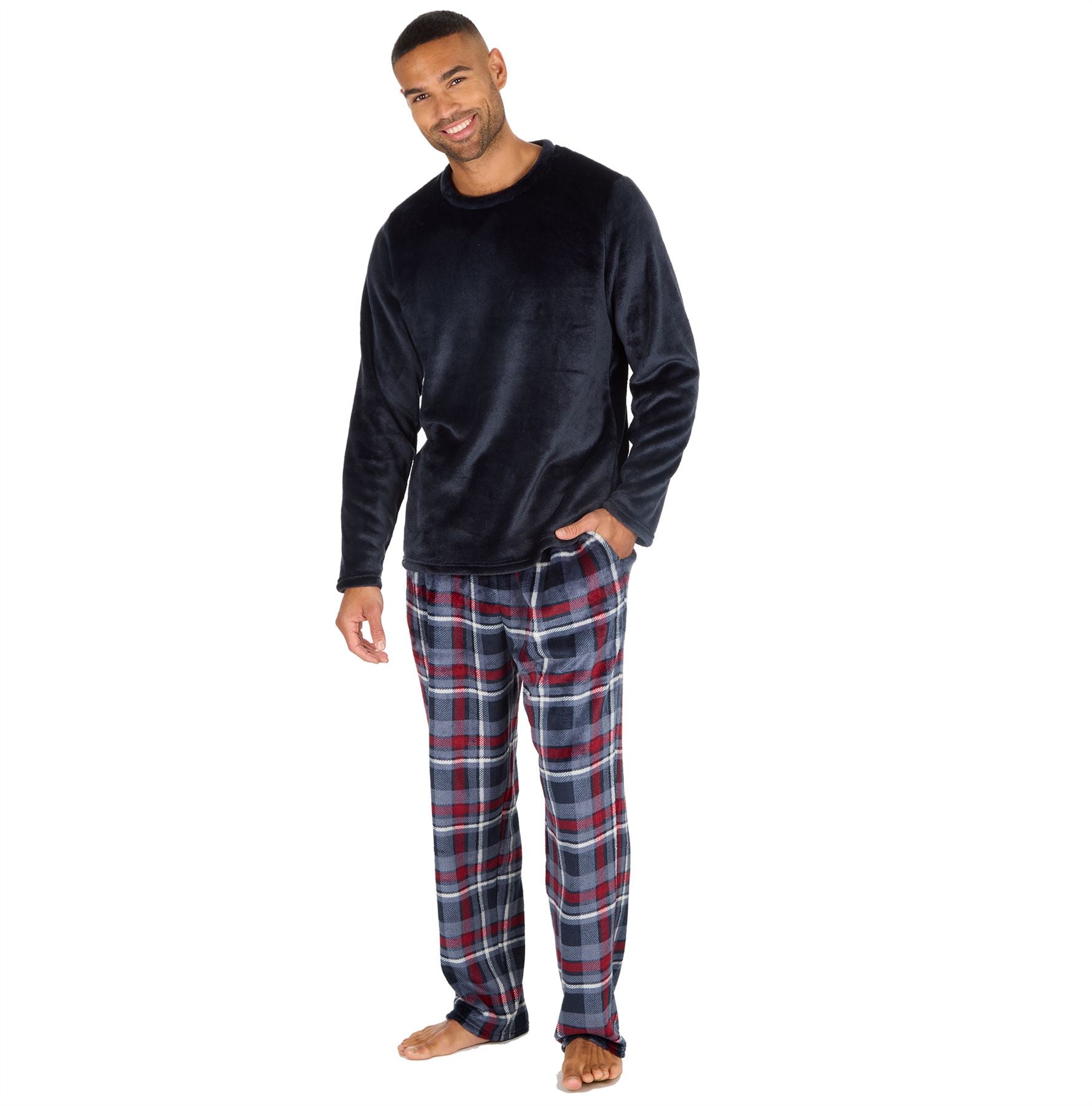 Cargo Bay Mens Polished Fleece Check Pyjamas