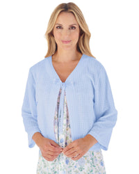 Slenderella Womens Waffle Ribbon Bed Jacket