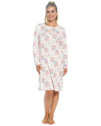Wolf & HArt Womens Floral AOP Cotton Nightie with Trim