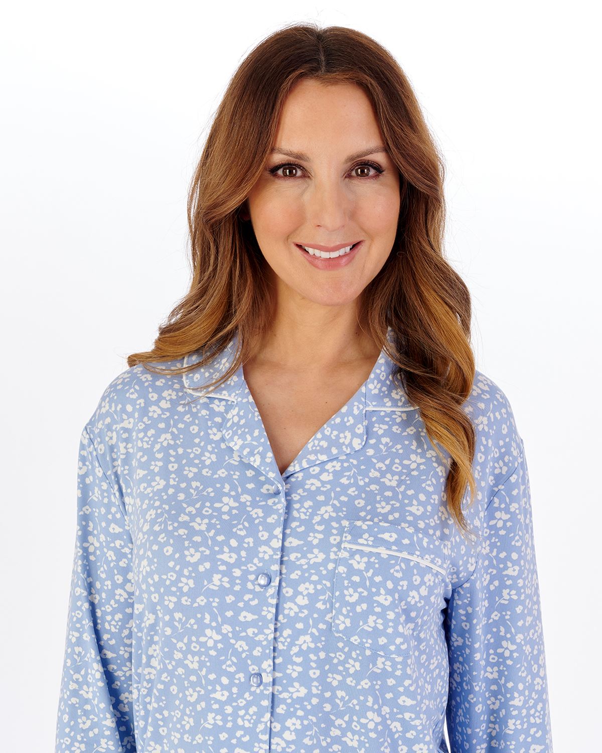 Slenderella Womens Gaspe Supersoft Floral Long Sleeve Pyjamas