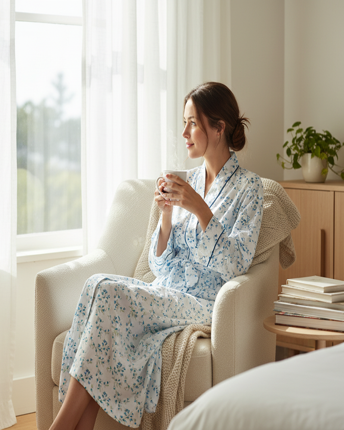 La Marquise 'Moonlit Tulip' Piped Long Sleeve Wrap