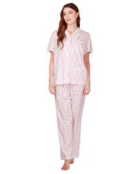 La Marquise Womens Flower Leaf Jersey Short Sleeve Pyjamas