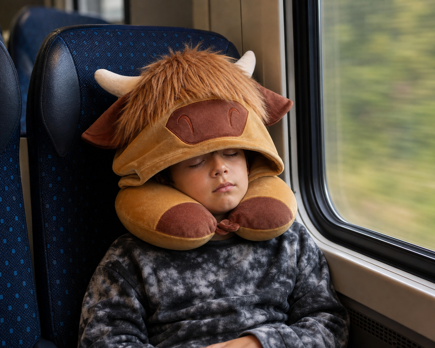 Hoodeazzz Adoramals Plush Memory Foam Travel Pillow & Hood
