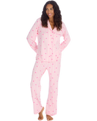 Womens & Girls Pyjamas Set Teddy Bear or Pink Heart Stripe