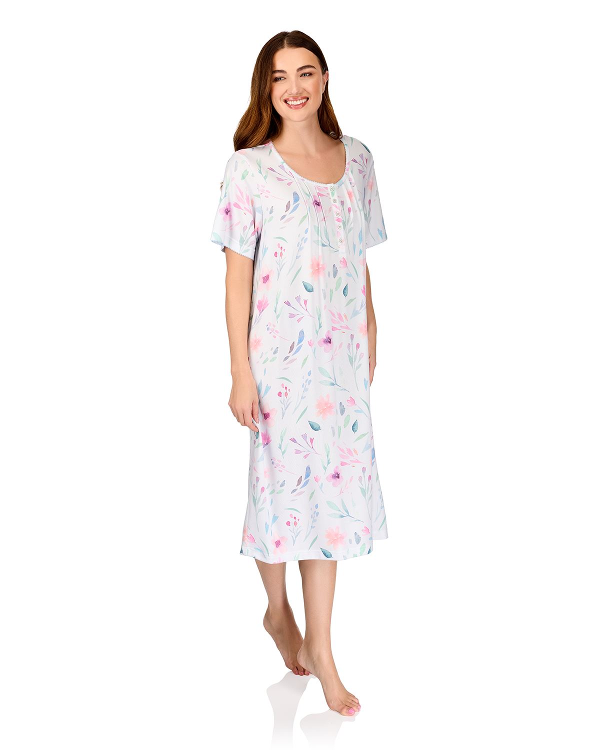 La Marquise Womens 'Watercolours' 43" & 50" Short Sleeve Nightie