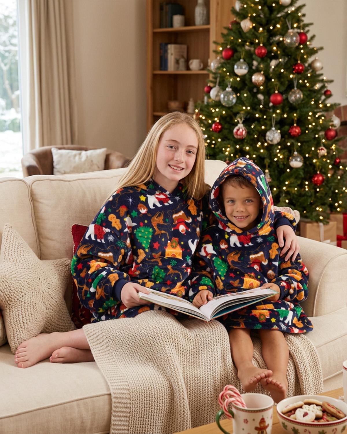 Huggable Kids Christmas Print Oversized Hoodie
