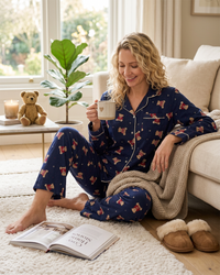 Indigo Sky Womens 100% Cotton Wincyette Button Pyjamas