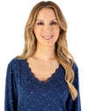 Gaspe by Slenderella Womens 40" Supersoft Long Sleeve Star Print Nightdress
