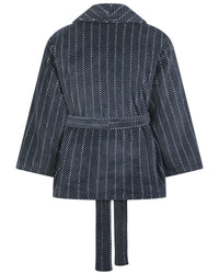 Walker Reid Mens Grey Stripe Coral Fleece Bed Jacket