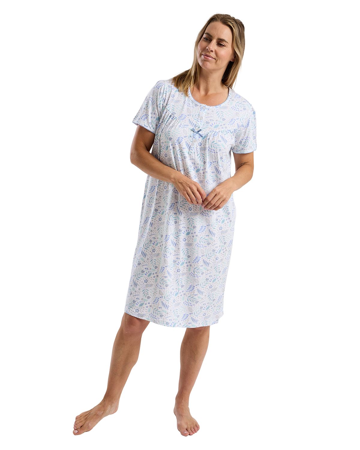 Marlon Womens Fun Floral 40" Short Sleeve Nightdress