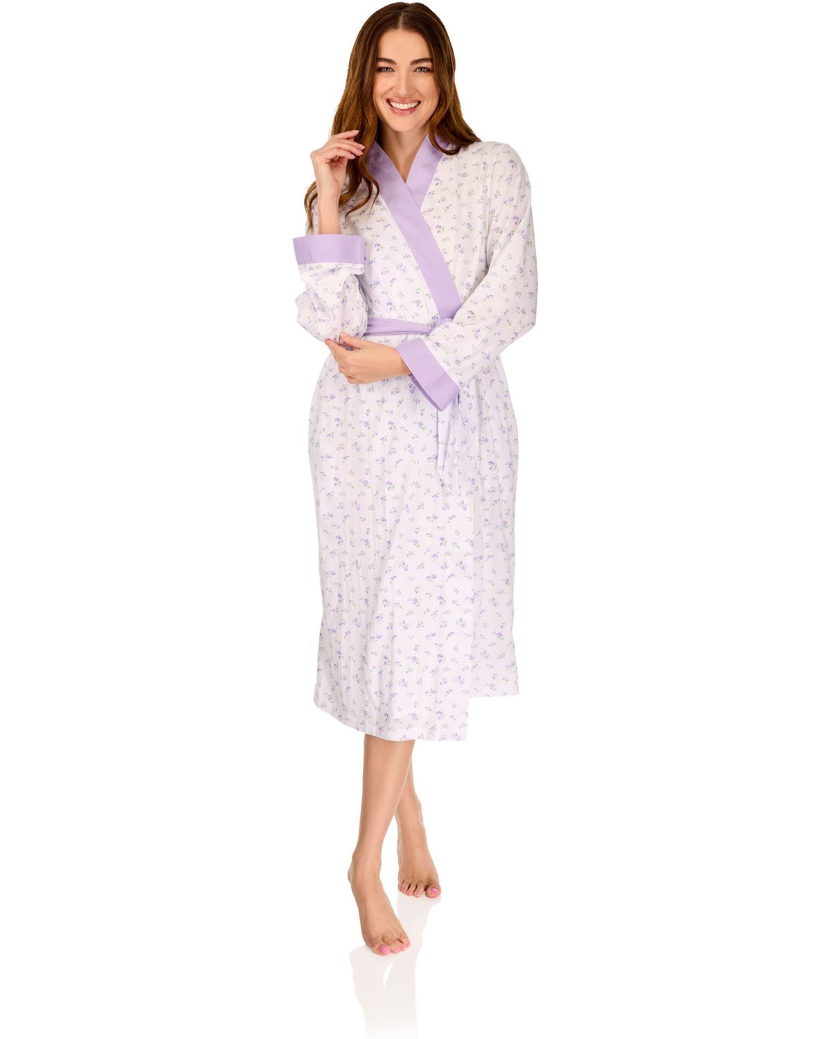 La Marquise Womens 'Vintage Blossoms' Long Sleeve Wrap Robe