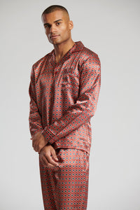 Loungeable Mens Satin Paisley Print Tailored Pyjamas