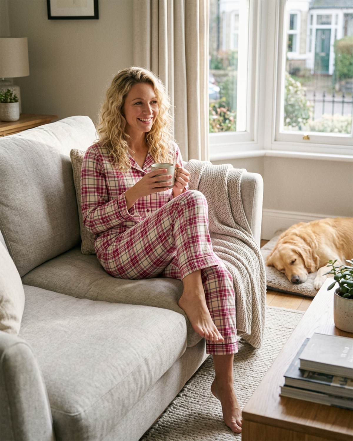Indigo Sky Womens 100% Cotton Wincyette Button Pyjamas
