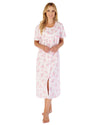 Slenderella Womens 46" Shadow Leaf Floral Button Cotton Nightie