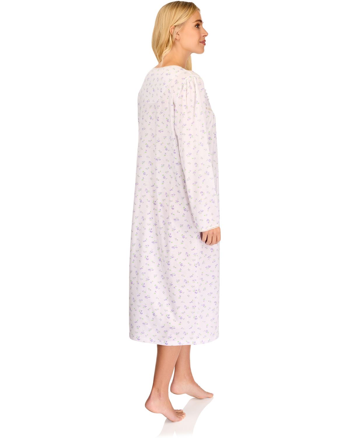 La Marquise Womens 'Vintage Blossoms' Long Sleeve Jersey Nightie