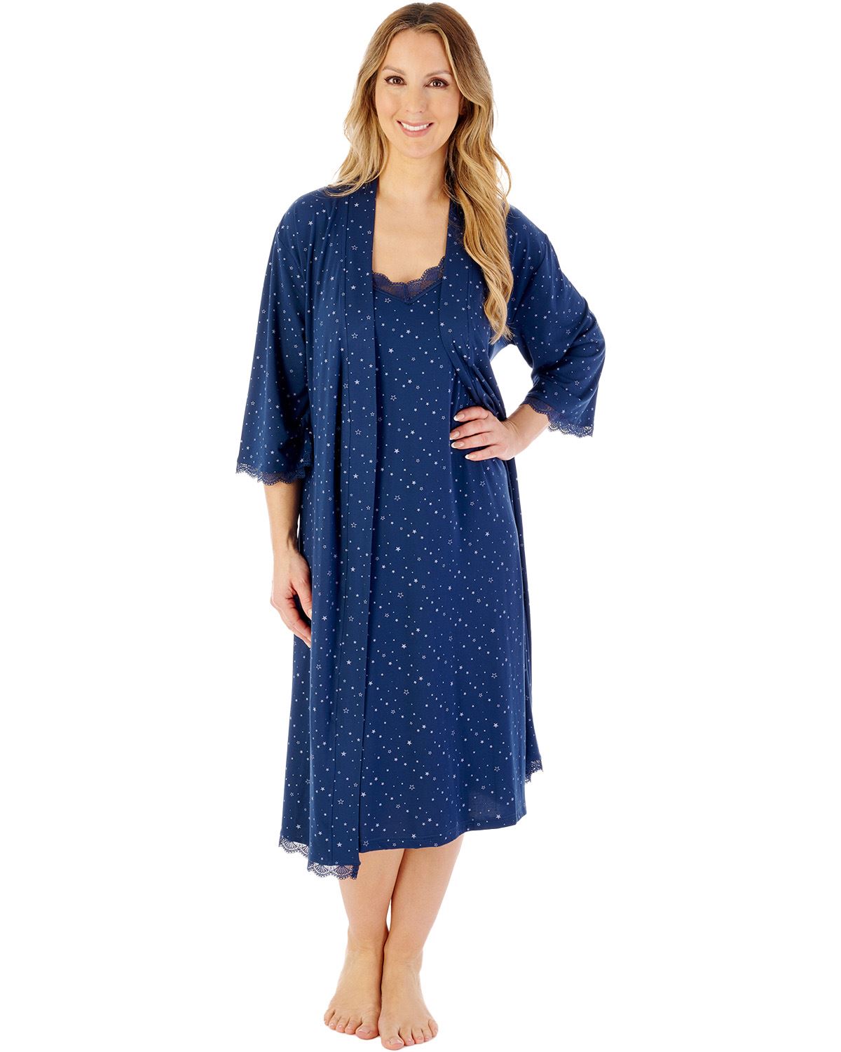 Gaspe by Slenderella Womens Supersoft Star Print 42" Kimono Wrap