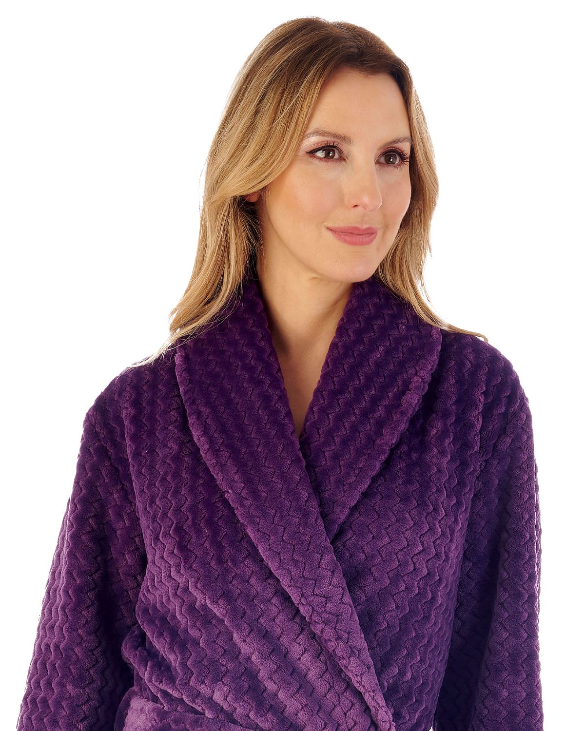 Slenderella Womens Chevron Fleece Dressing Gown
