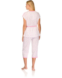La Marquise Womens 'Vintage Blossoms' Short Sleeve Cropped Pyjamas