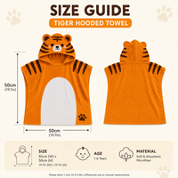 Adoramals  Alfie the Tiger Kids Hooded Towel