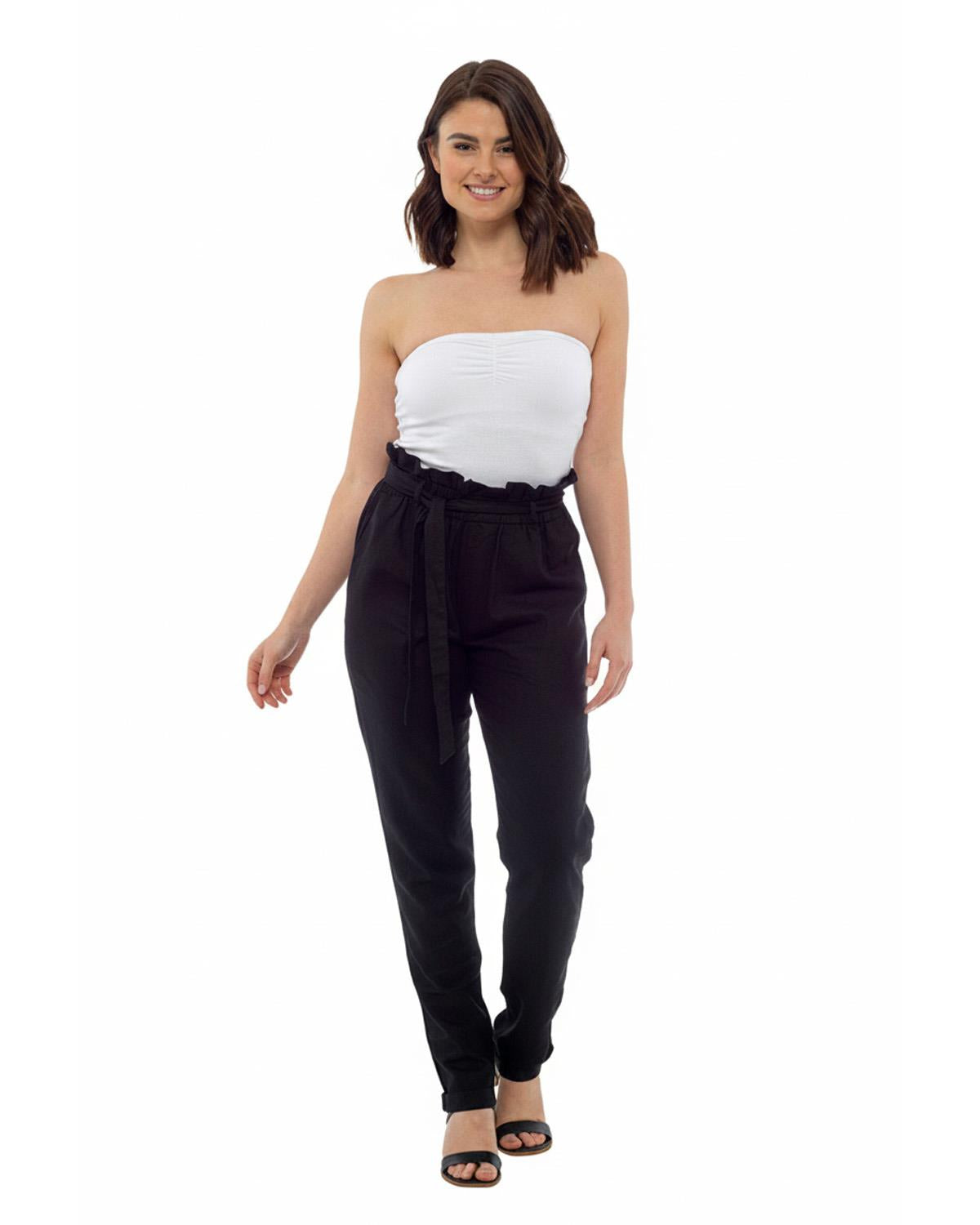 Indigo Roc Womens Linen Paperbag Waist Trousers