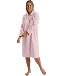 Marlon Womens Pretty Floral Wincey 45" Long Sleeve Nightdress