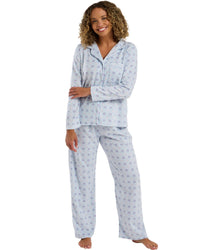 Indigo Sky Ladies Plush Fleece Fleur Geo Pyjamas