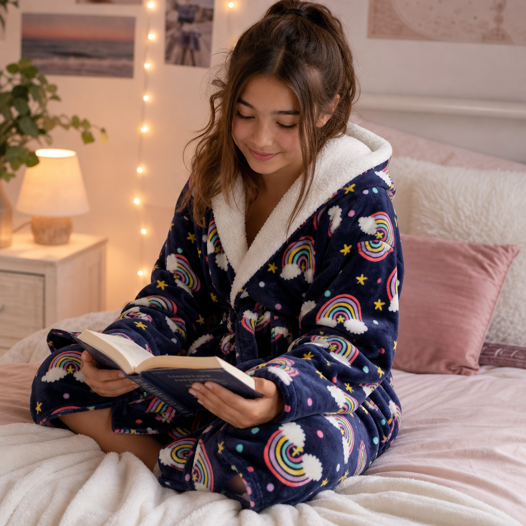 Girls Rainbow Print Dressing Gown