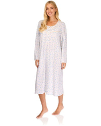 La Marquise Womens 'Vintage Blossoms' Long Sleeve Jersey Nightie