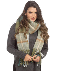 Foxbury Womens Checked Brushed Blanket Scarf