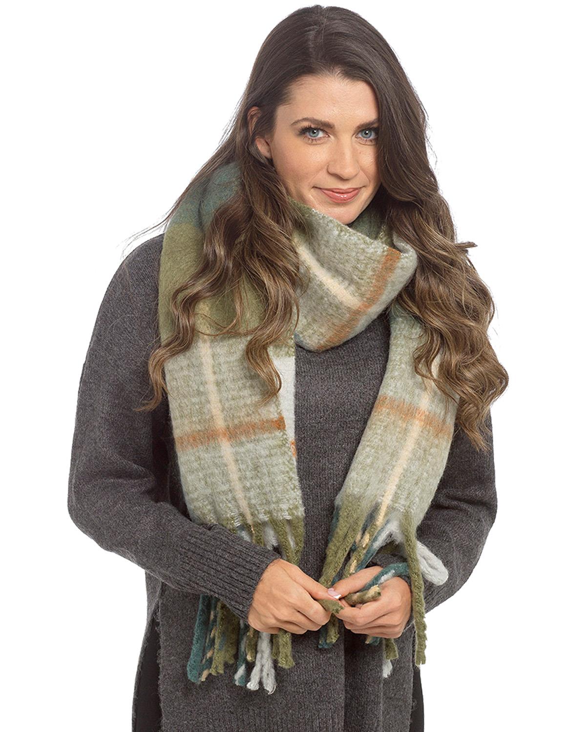 Foxbury Womens Checked Brushed Blanket Scarf