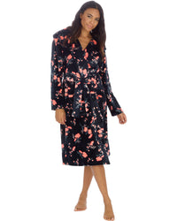 Forever Dreaming Womens Plush Floral Print Hooded Robe