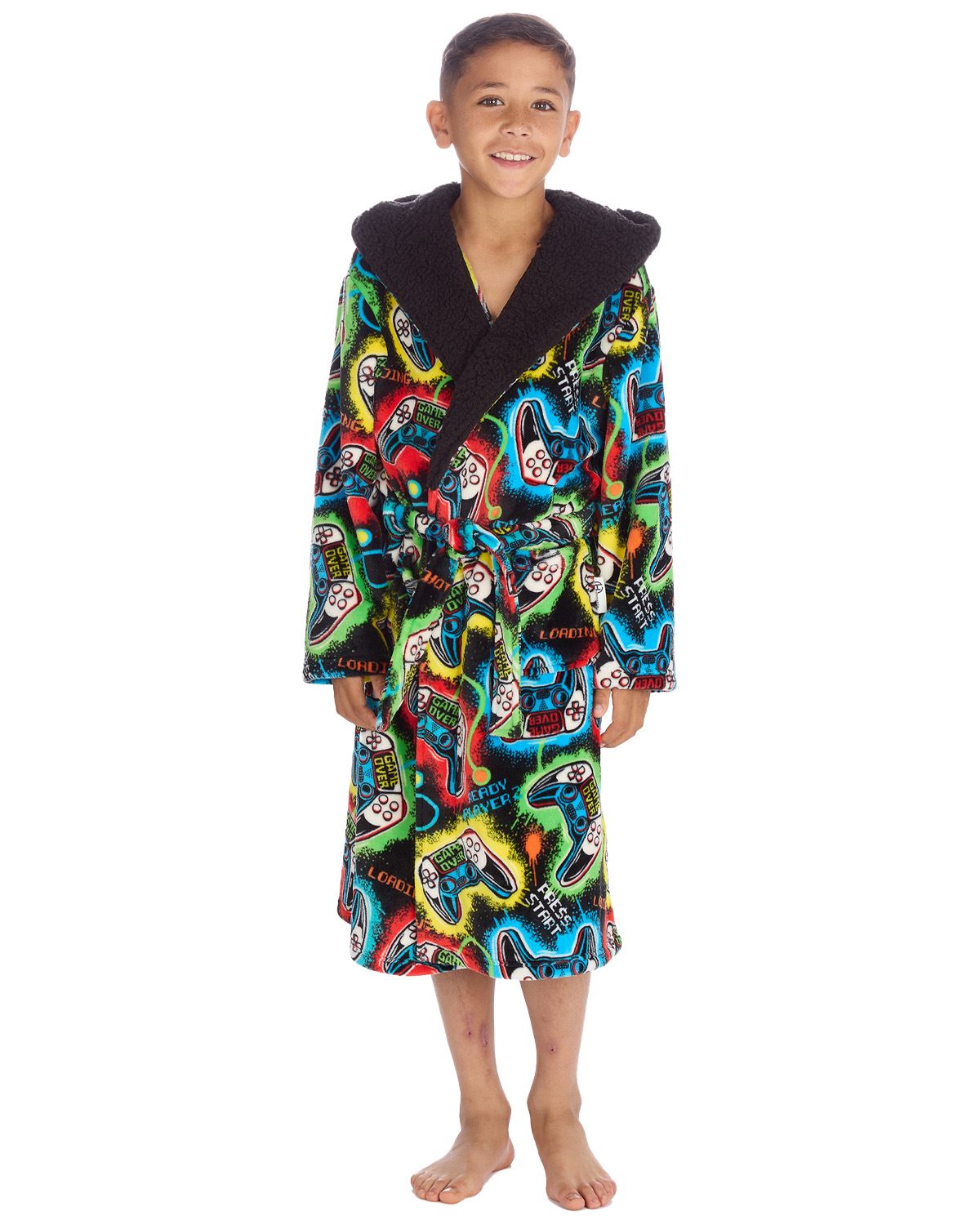 Huggable Kids Hooded Fleece Gaming Dressing Gown