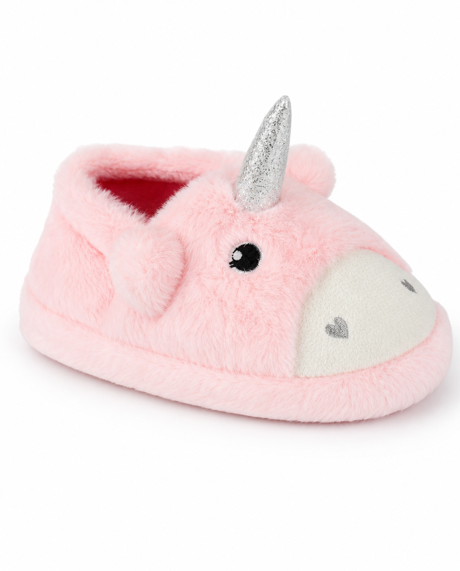 Girls Pink Unicorn Slippers