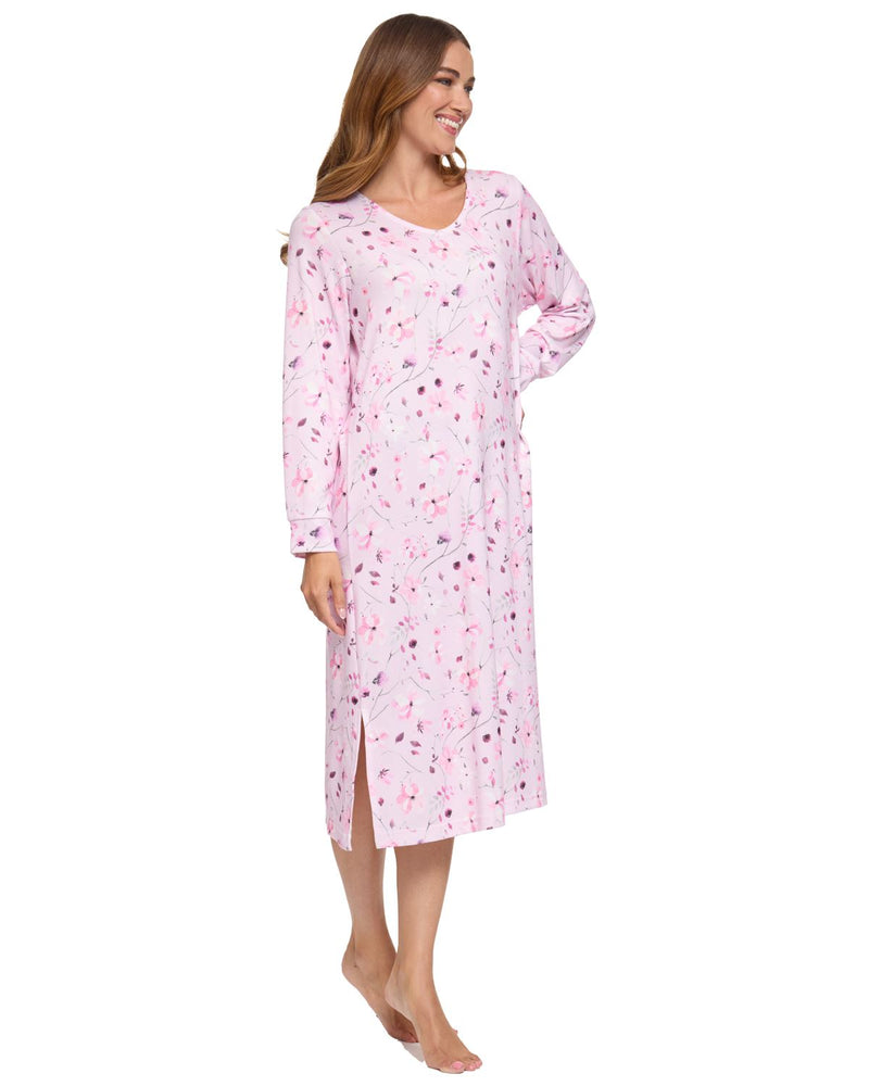 La Marquise Womens 'Floral Reflections' Long Sleeve Nightie