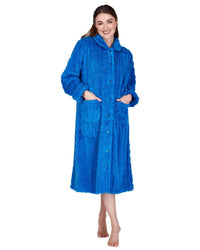 La Marquise Womens Diamond Jacquard Button Fleece Robe