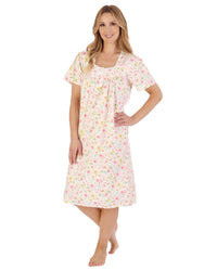 Slenderella Womens 42" Watercolour Floral Woven Nightie