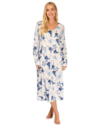 La Marquise Womens 'Berry & Blue' 43" & 50" Long Sleeve Jersey Nightie