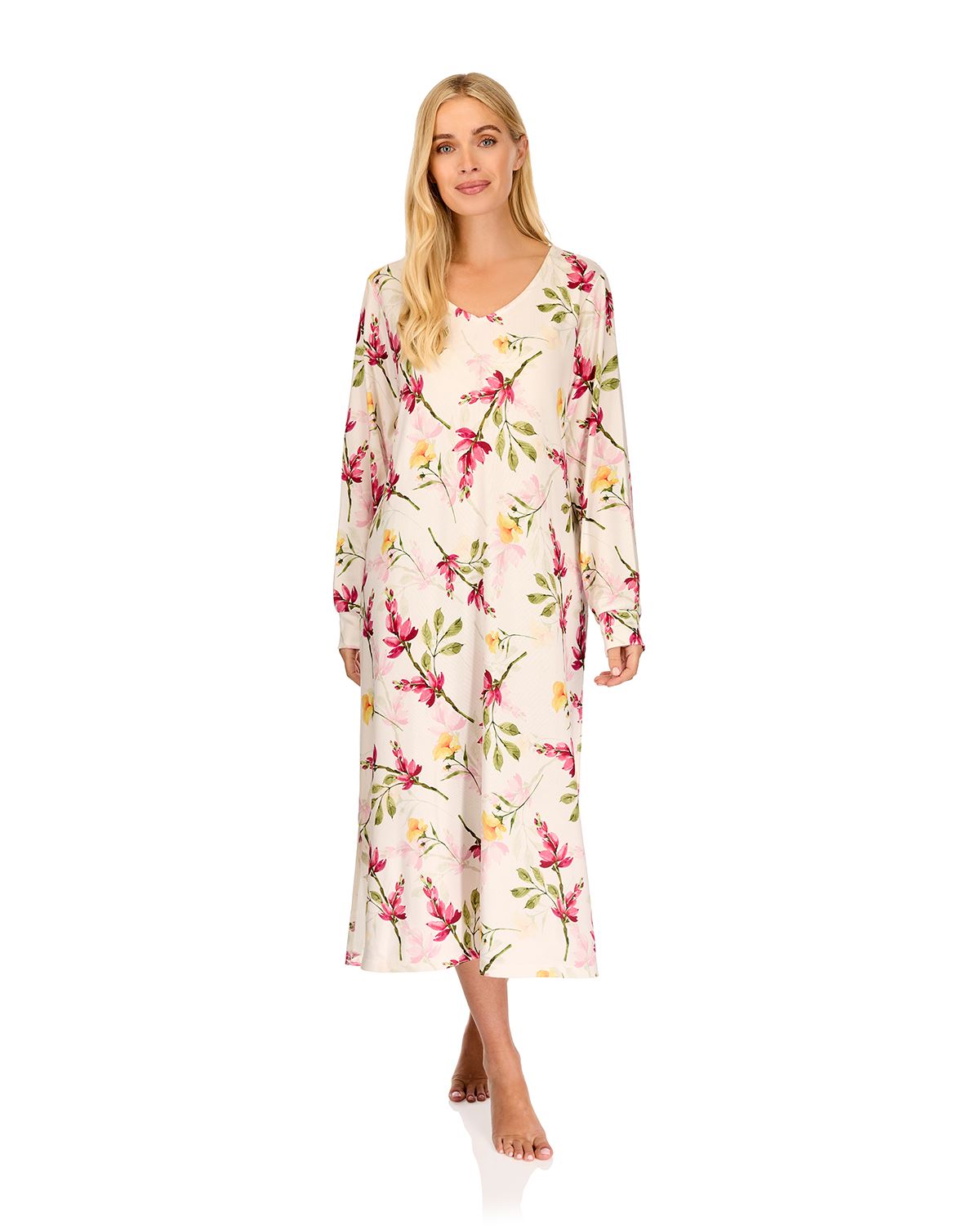 La Marquise Womens 'Berry & Blue' 43" & 50" Long Sleeve Jersey Nightie