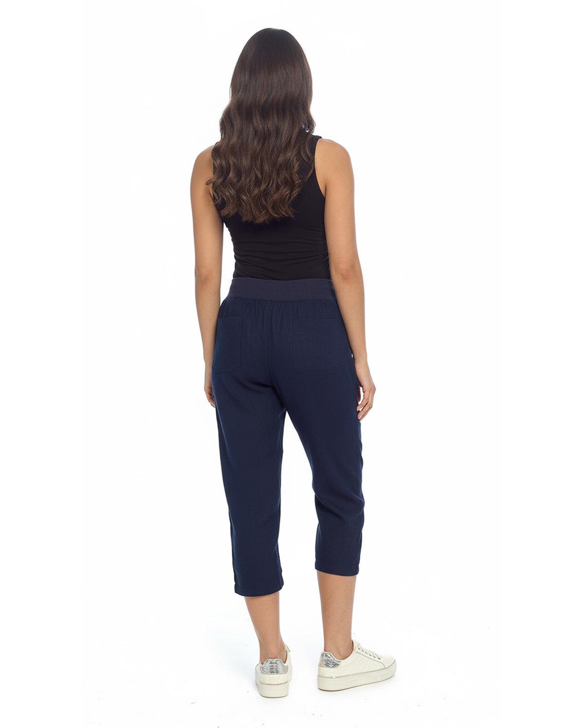Indigo Roc Womens Cropped Linen Trousers