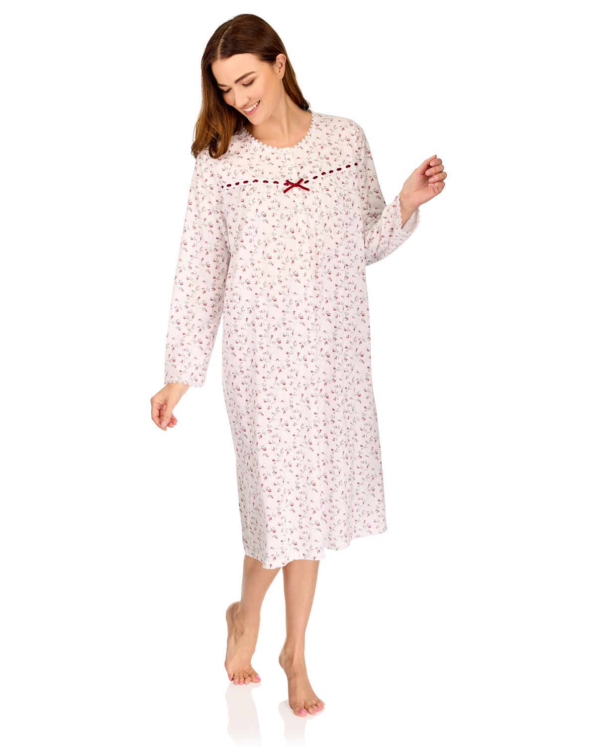 La Marquise Womens 'Velvet Rose' Long Sleeve Jersey Nightie
