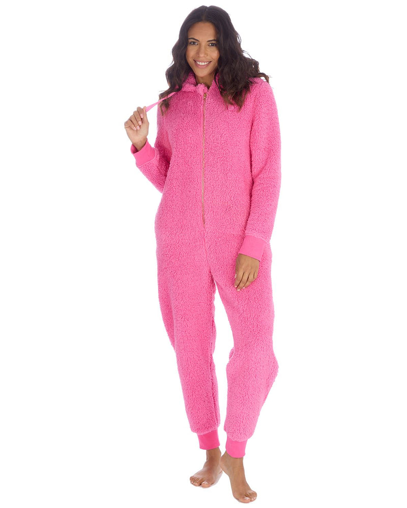 Huggable Womens Borg Zip Hooded Onesies