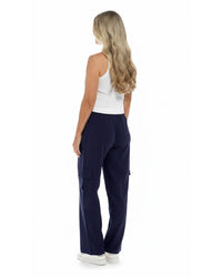 Indigo Roc Womens Linen Cargo Trousers