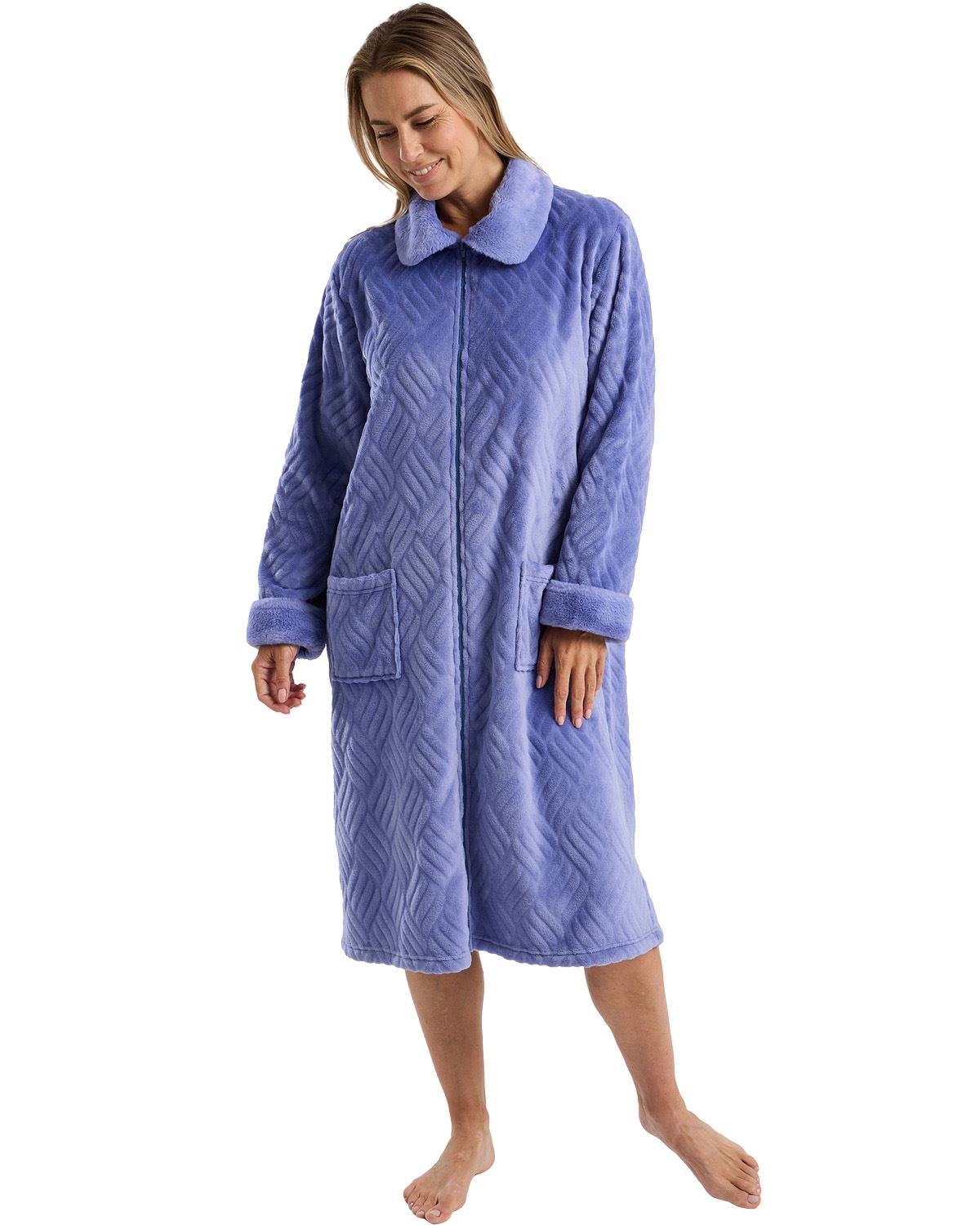 Marlon Womens Faux Fur Zip Robe