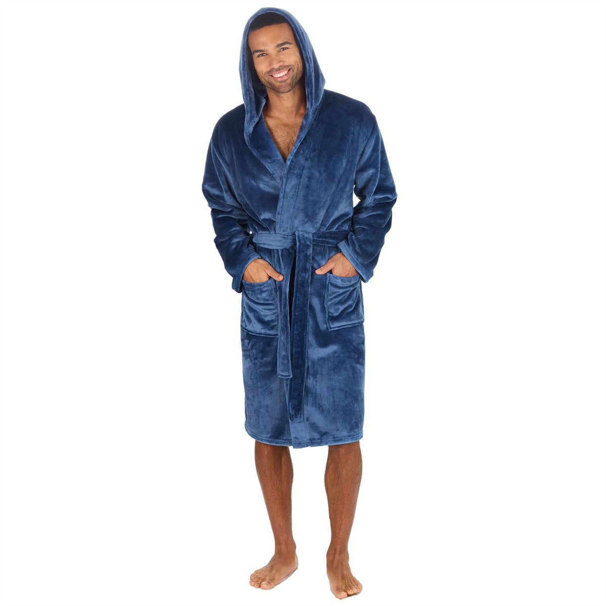 Slumber Hut Mens Polished Hooded Dressing Gown
