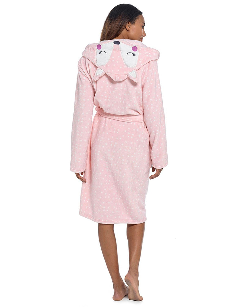 Foxbury Womens Pink Fox Fleece Dressing Gown